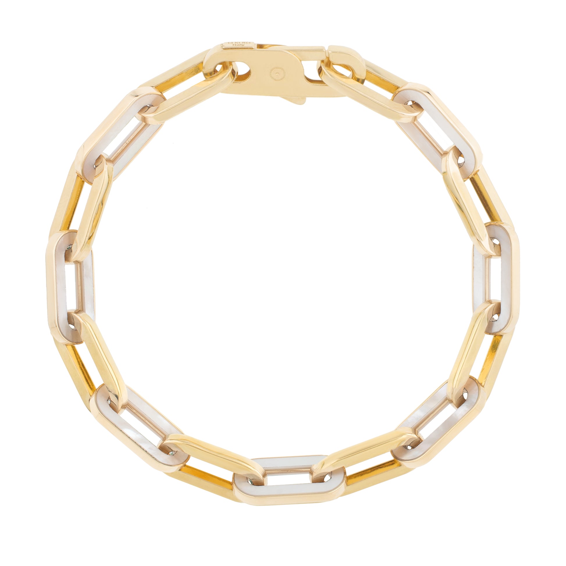 Royal Chain 14K MOP Paperclip Gem Link Bracelet C16916