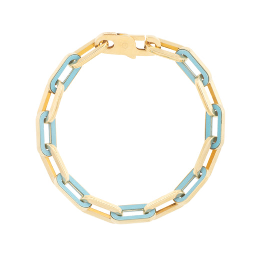 Royal Chain 14K Turquoise Paperclip Gem Link Bracelet C16918