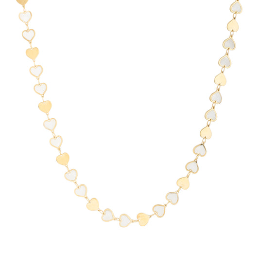 Royal Chain 14K MOP Heart Mirror Gem Chain Necklace C16931