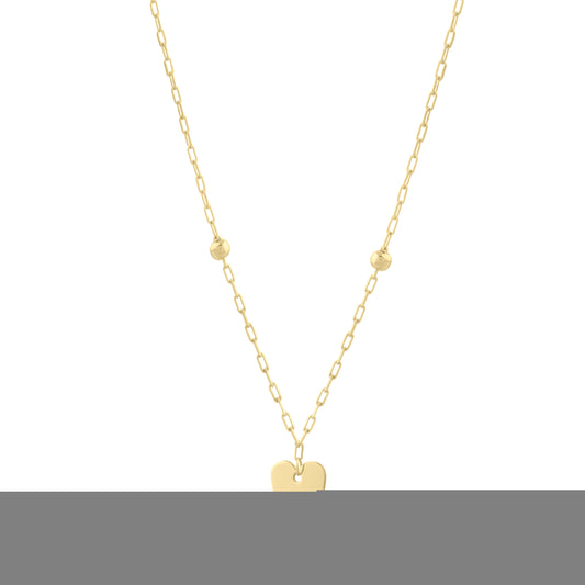 Royal Chain 14K Elongated Heart & Bead Station Necklace C17052