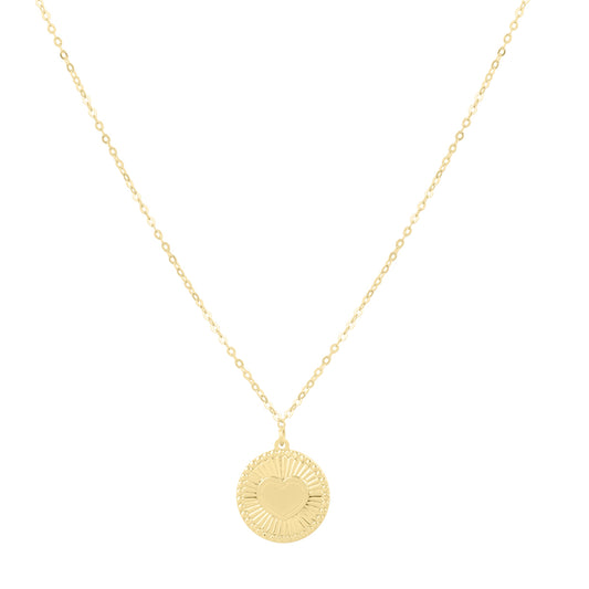 Royal Chain 14K Radiating Heart Medallion Necklace C17113