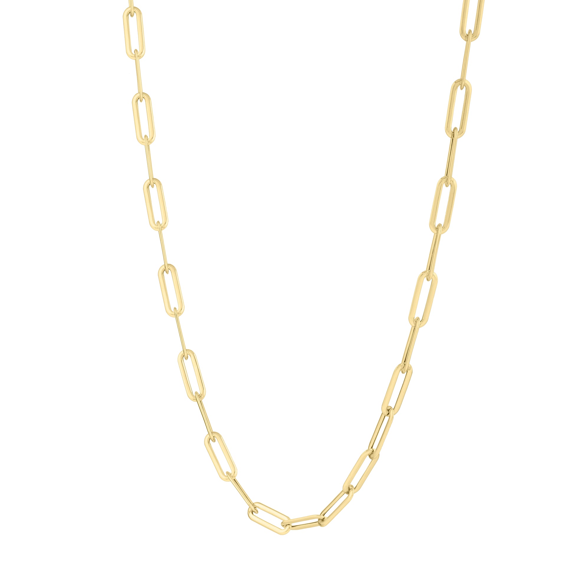 Royal Chain 14K Long Domed Paperclip Necklace C17246