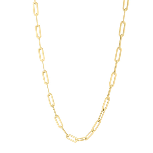 Royal Chain 14K Long Domed Paperclip Necklace C17246