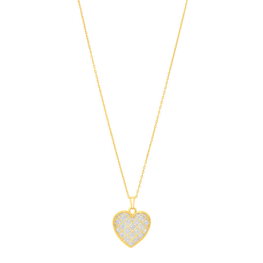 Royal Chain 14K Gold Diamond Cut Checkered Heart Necklace C18052