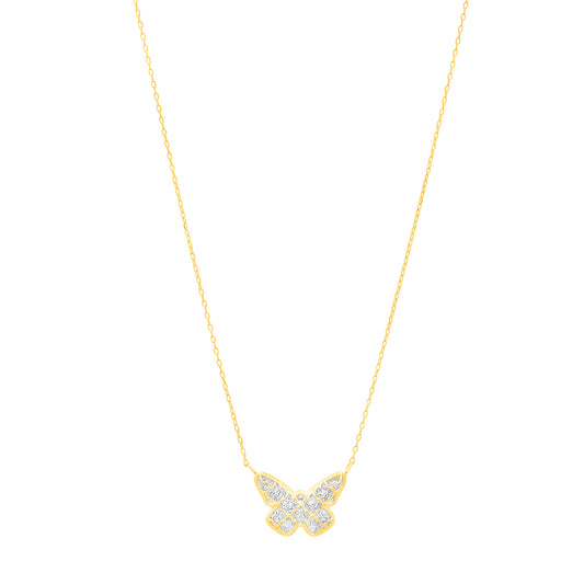 Royal Chain 14K Gold Diamond Cut Checkered Butterfly Necklace C18053