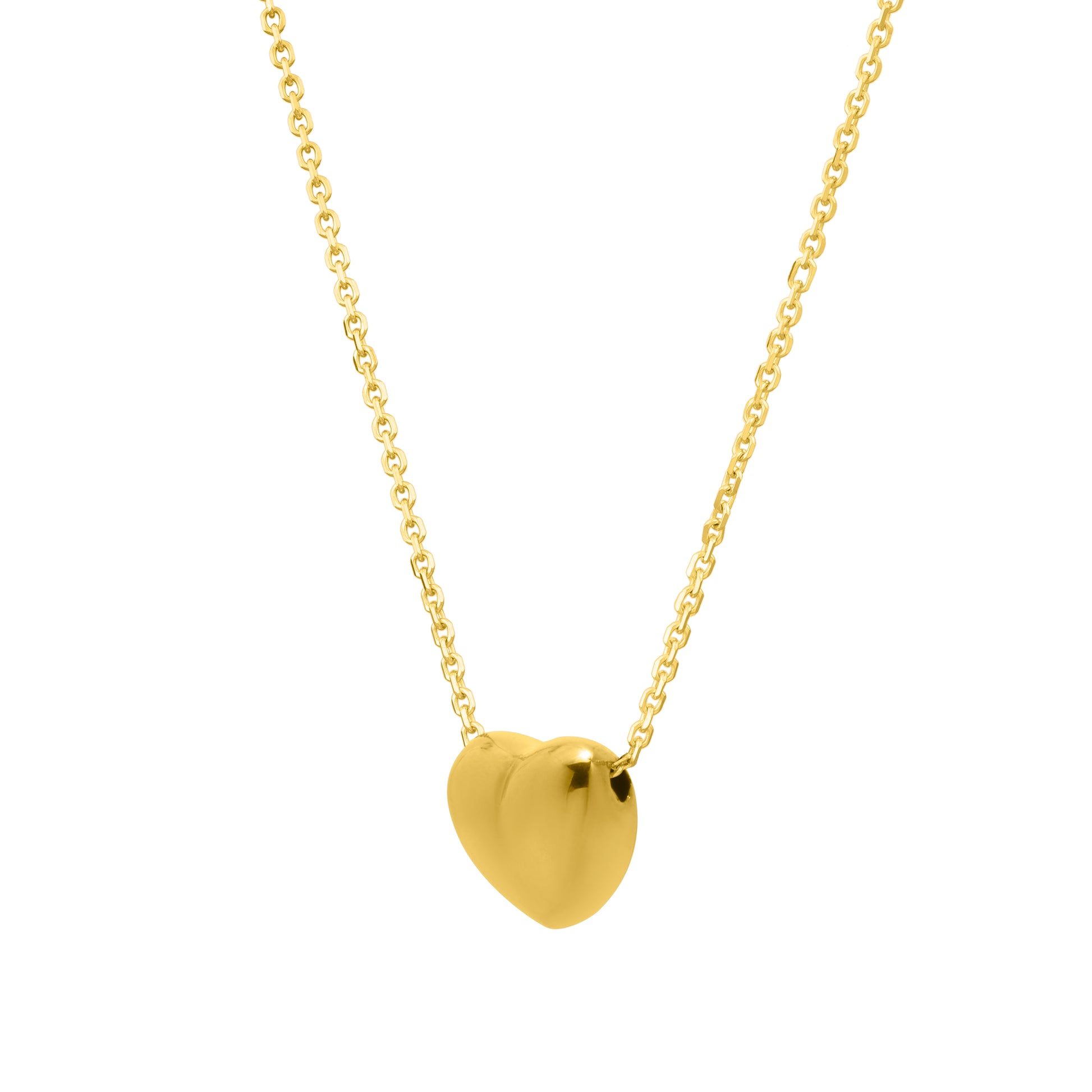 Royal Chain 14K Gold Small Puffed Up Heart Necklace C18098