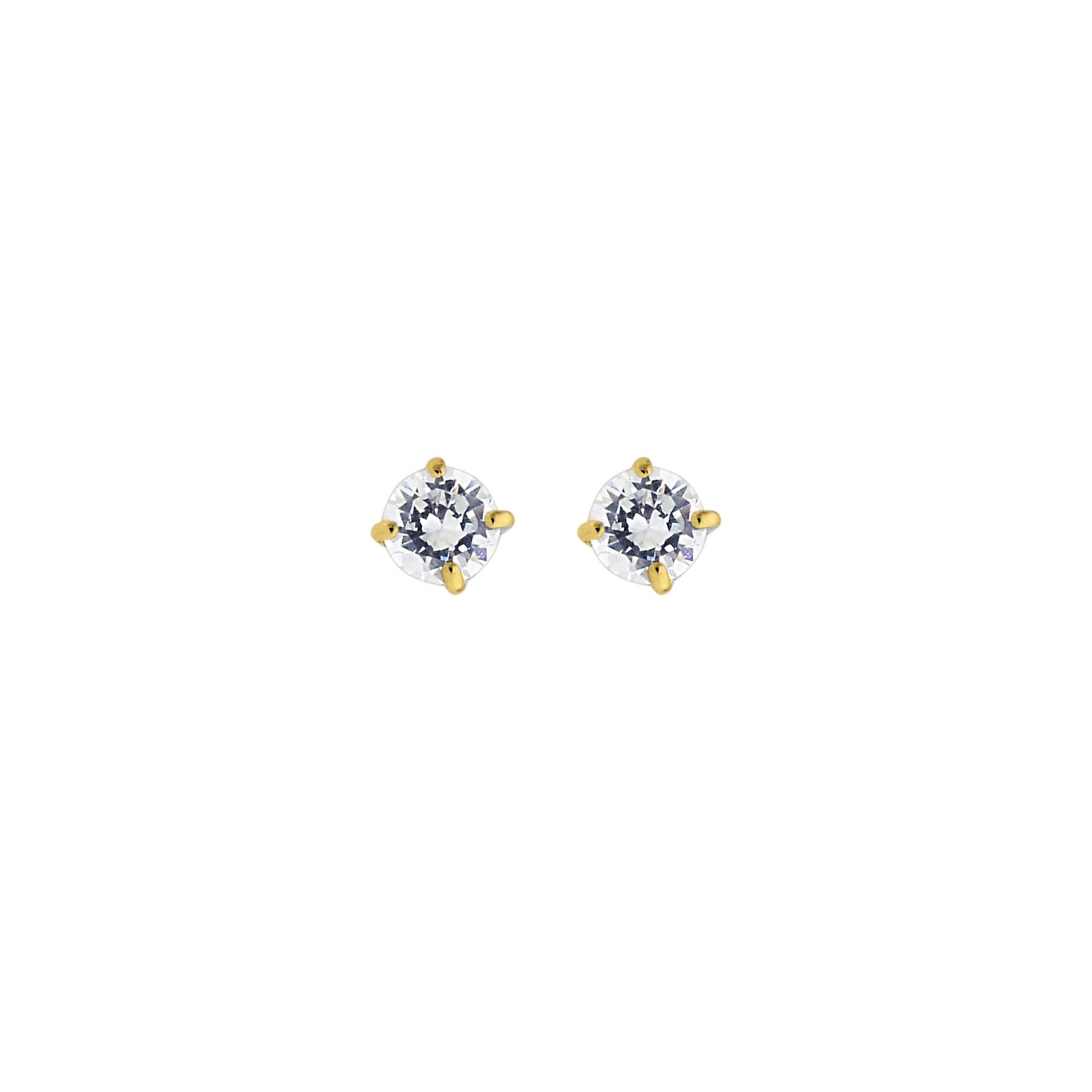 Royal Chain 14K Gold 4mm Round CZ Stud Earring CZ104