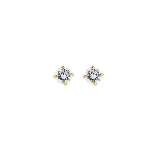 Royal Chain 14K Gold 4mm Round CZ Stud Earring CZ104