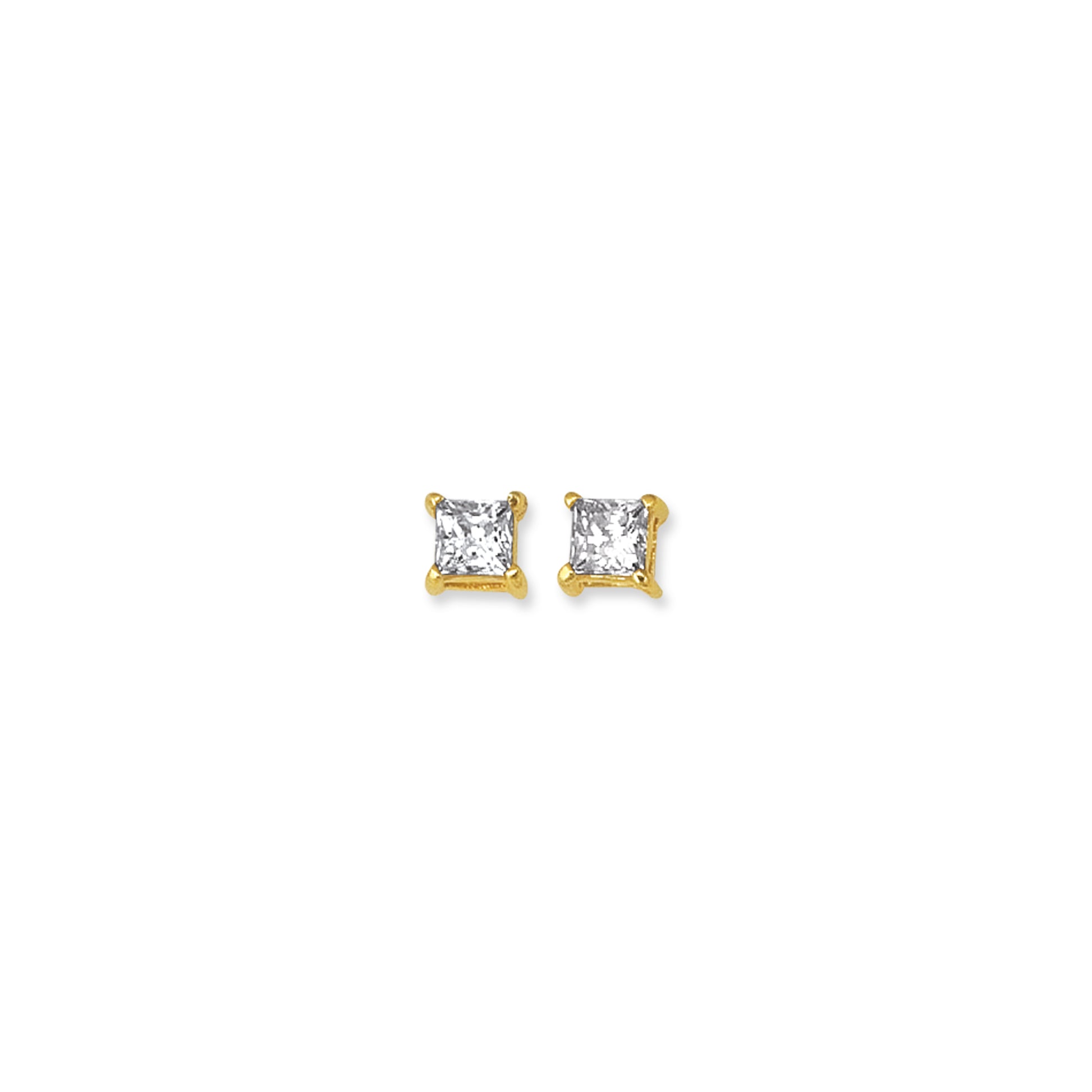 Royal Chain 14K Gold 5mm Princess Cut CZ Stud Earring CZ10