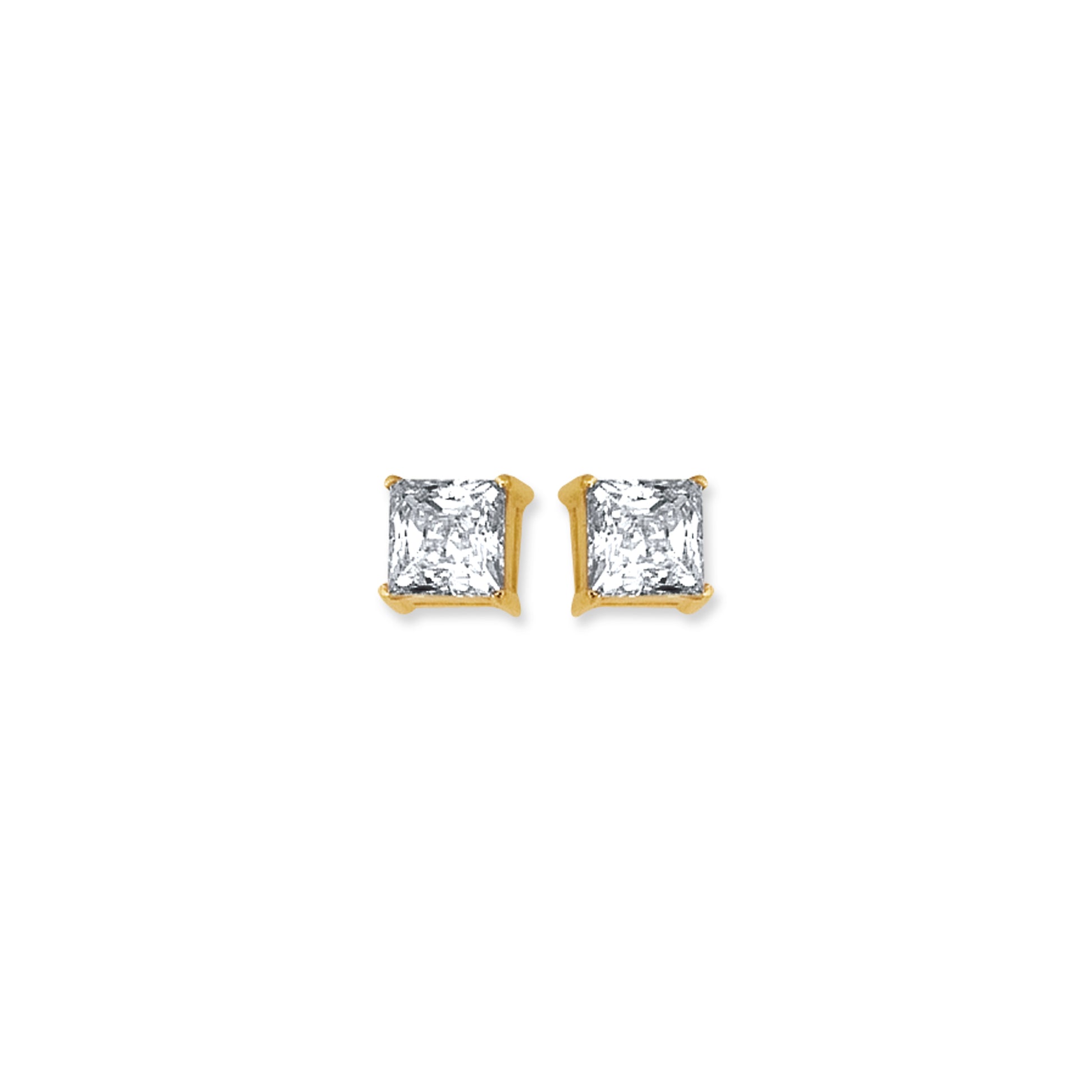 Royal Chain 14K Gold 5mm Princess Cut CZ Stud Earring CZ10