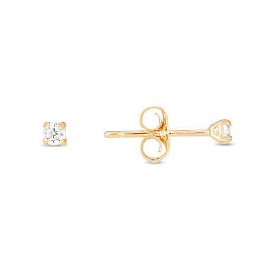 Royal Chain 14K Gold 2mm Round CZ Stud Earring CZ111