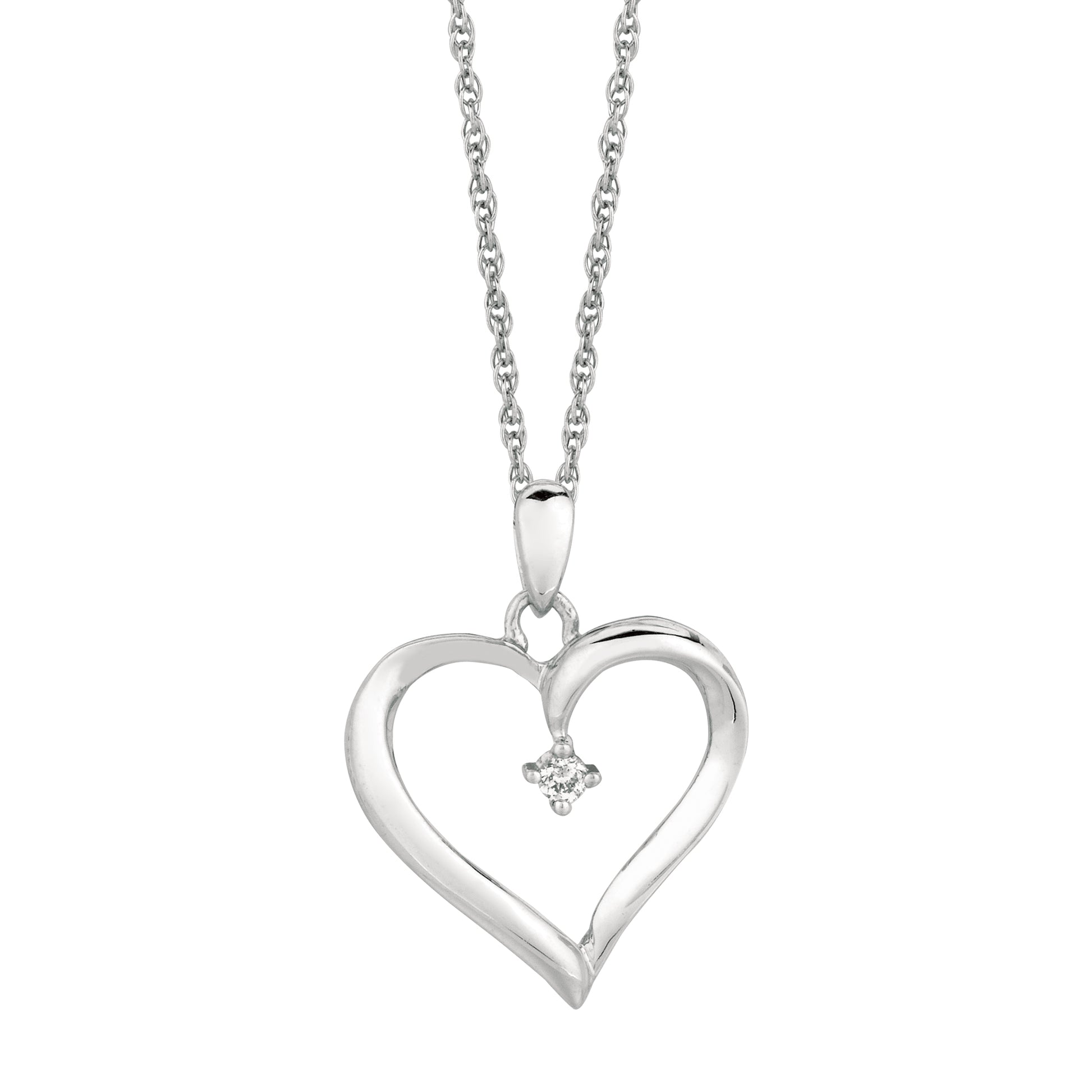 Royal Chain Silver Diamond Accent .04ct Heart Necklace DAGP5052