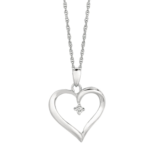 Royal Chain Silver Diamond Accent .04ct Heart Necklace DAGP5052