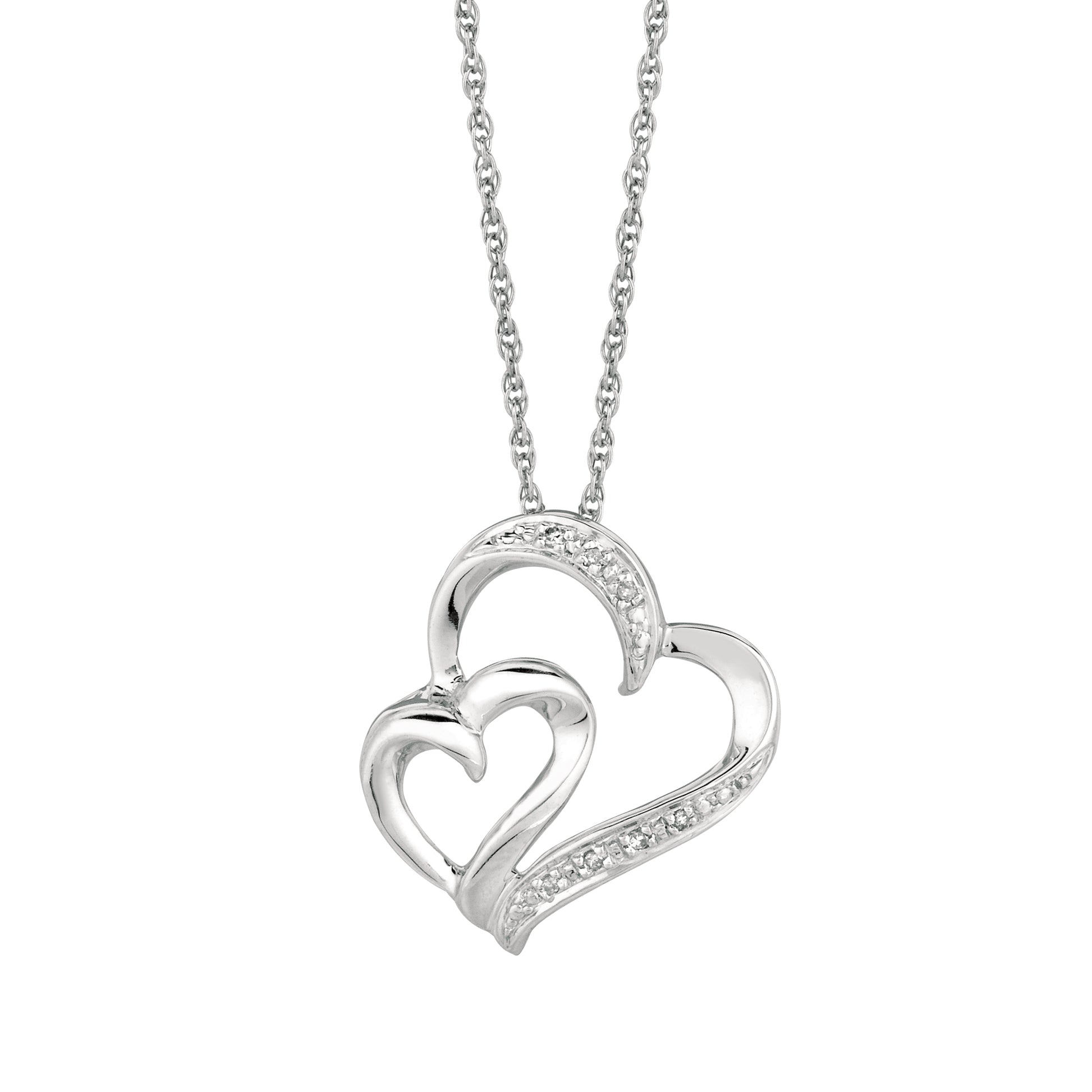 Royal Chain Silver Diamond Accent .03ct Interlocked Hearts Necklace DAGP5057