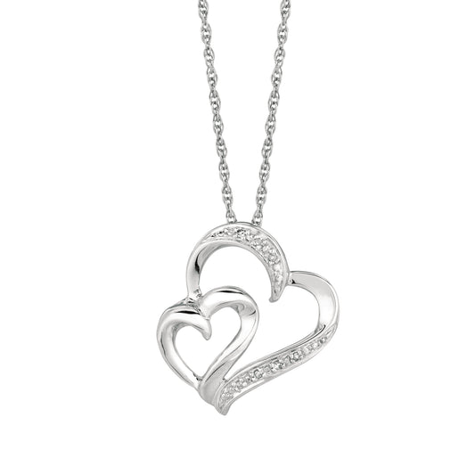 Royal Chain Silver Diamond Accent .03ct Interlocked Hearts Necklace DAGP5057