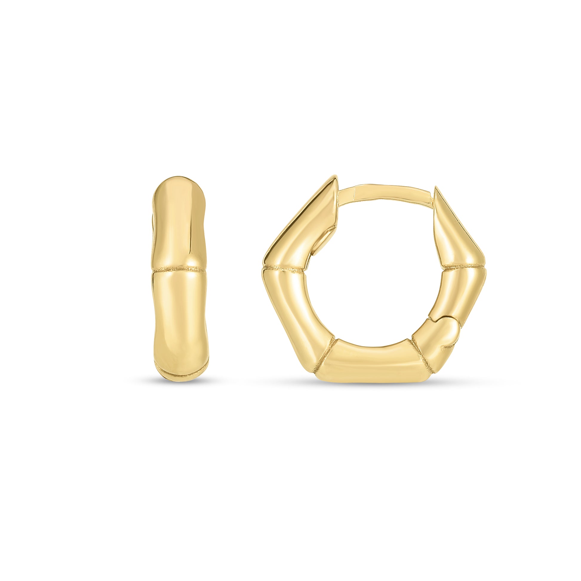 Royal Chain 14K Bamboo Huggie Hoops E14715
