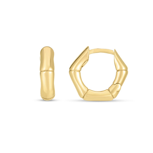 Royal Chain 14K Bamboo Huggie Hoops E14715