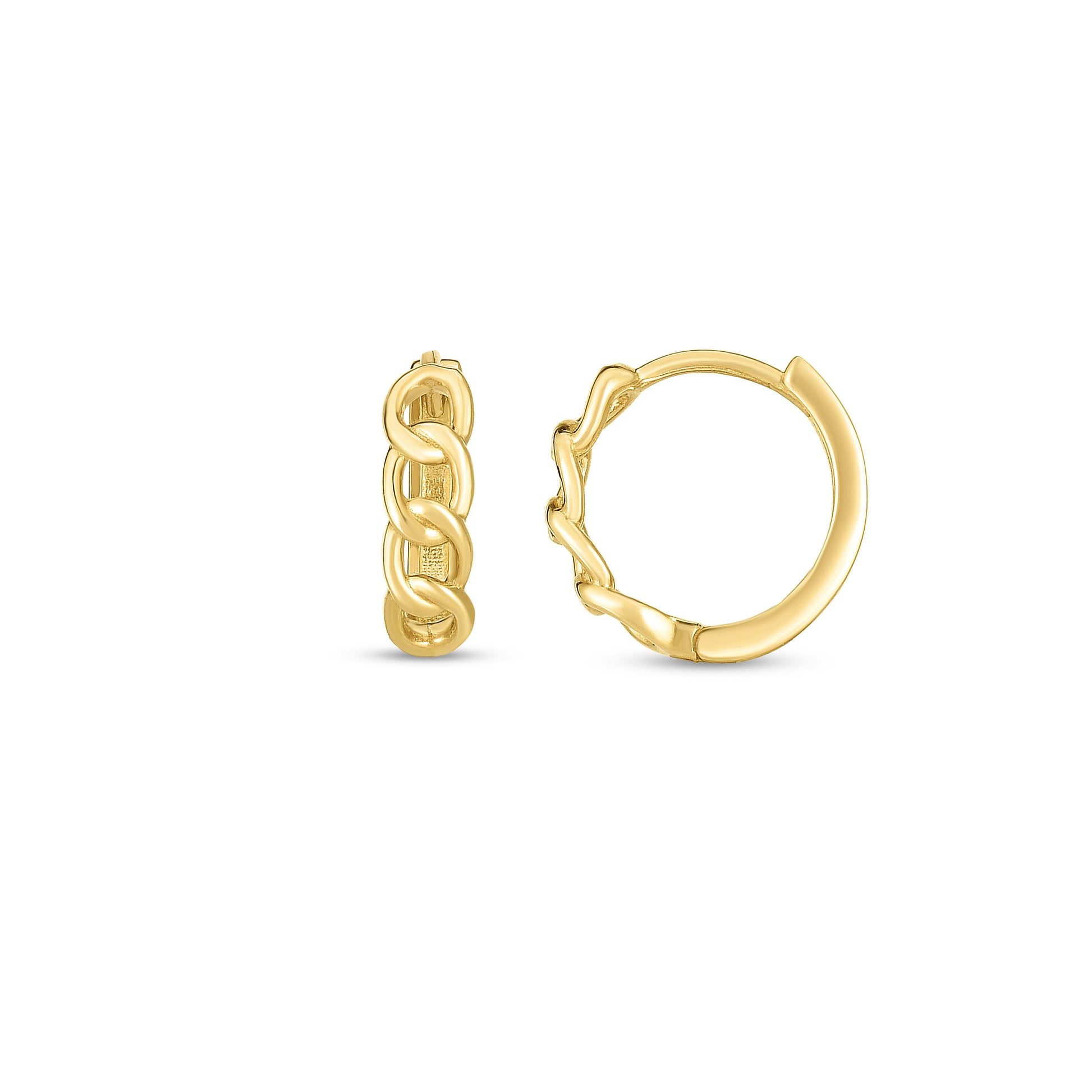 Royal Chain 14K Curb Huggie Hoop E14756
