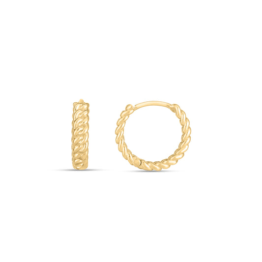 Royal Chain 14K Braided Huggie Hoops E14759