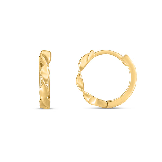 Royal Chain 14K Twist Huggie Hoops E14778