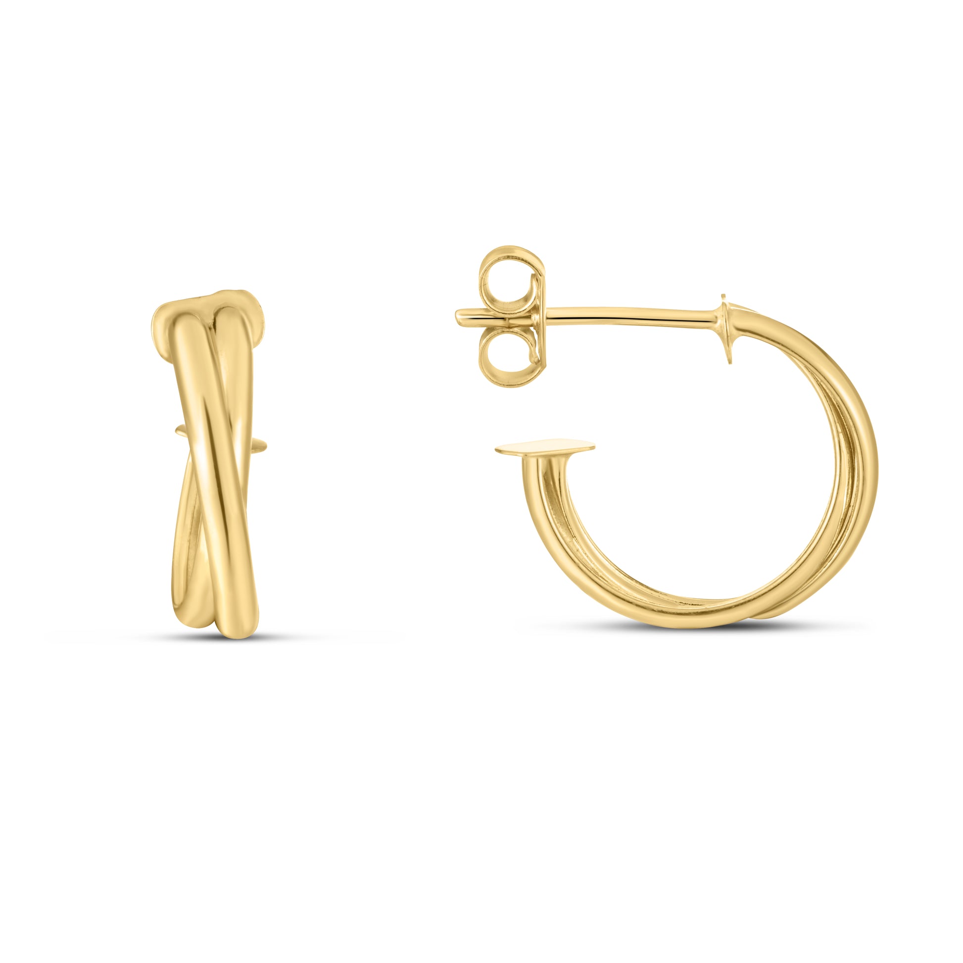 Royal Chain 14K Gold Crossover Hoops E15051