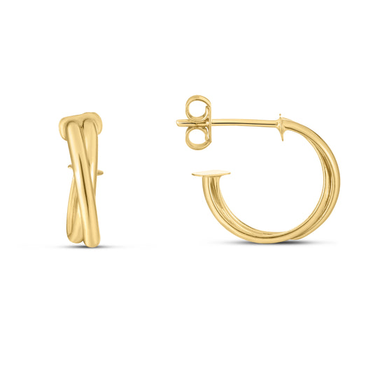 Royal Chain 14K Gold Crossover Hoops E15051