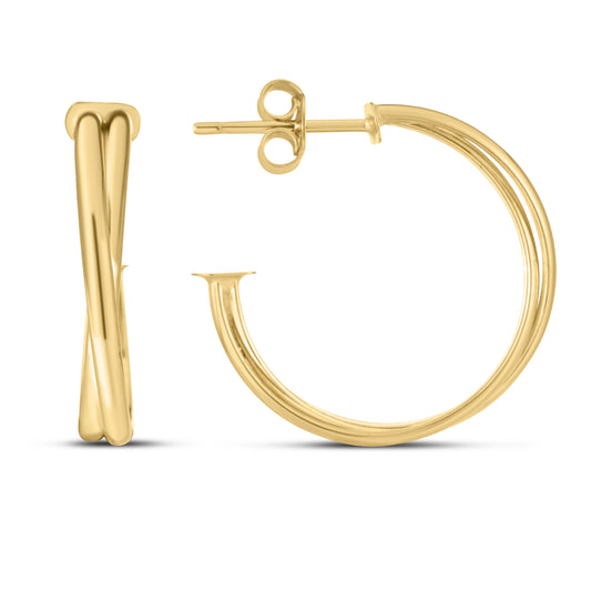 Royal Chain 14K Gold Large Crossover Hoops E15055