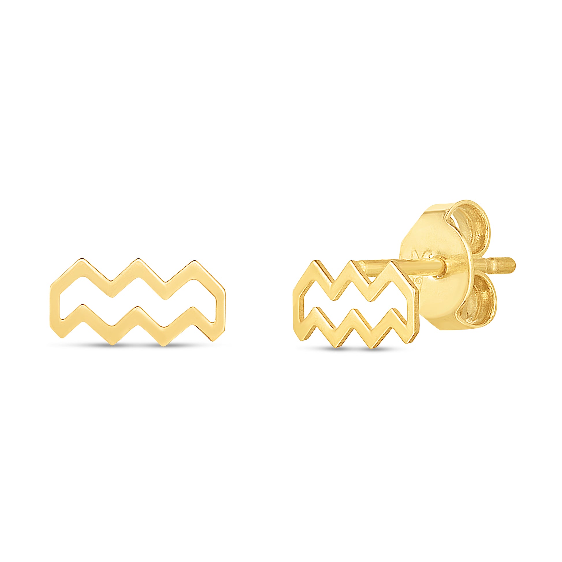 Royal Chain 14K Gold Aquarius Studs E15065