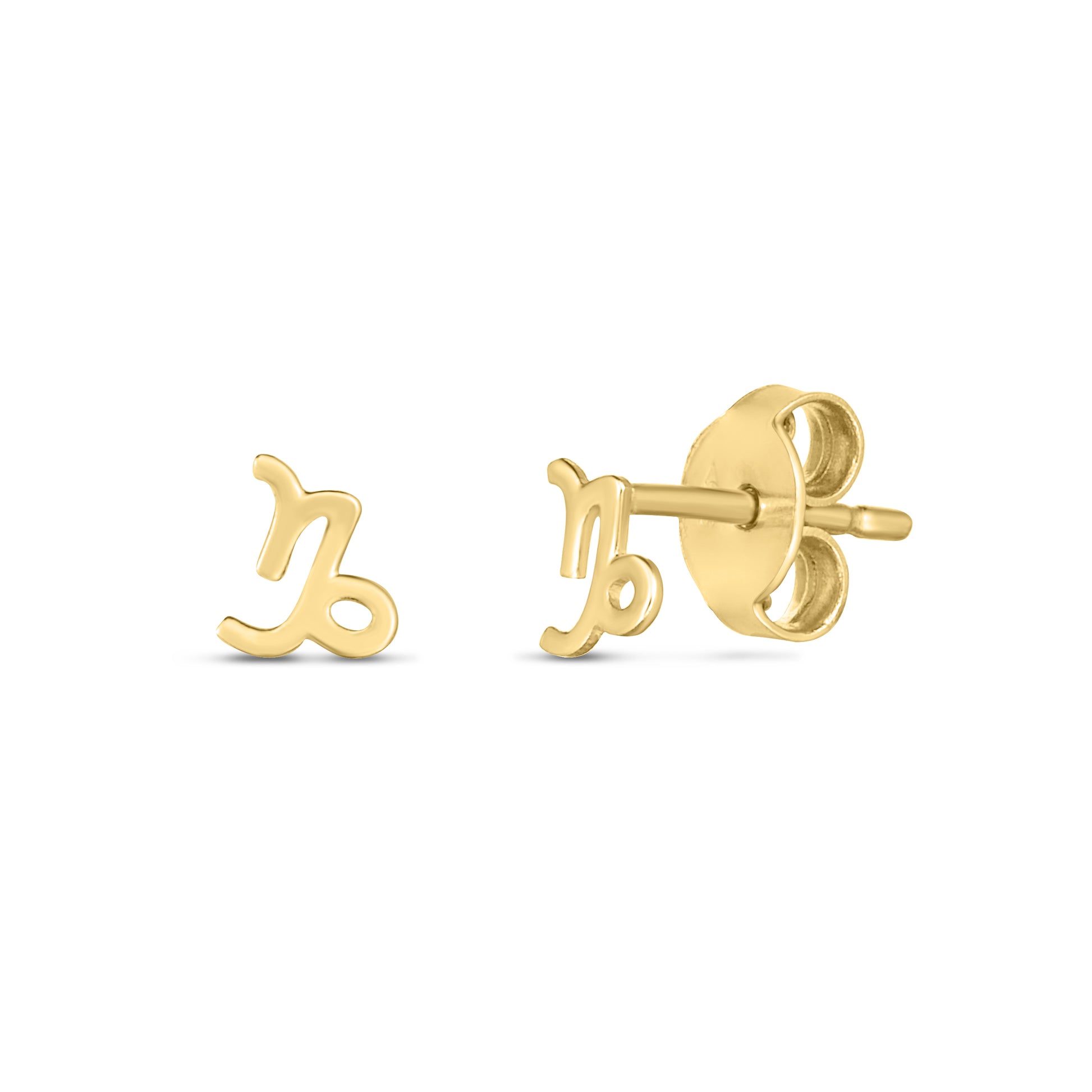 Royal Chain 14K Gold Capricorn Studs E15069