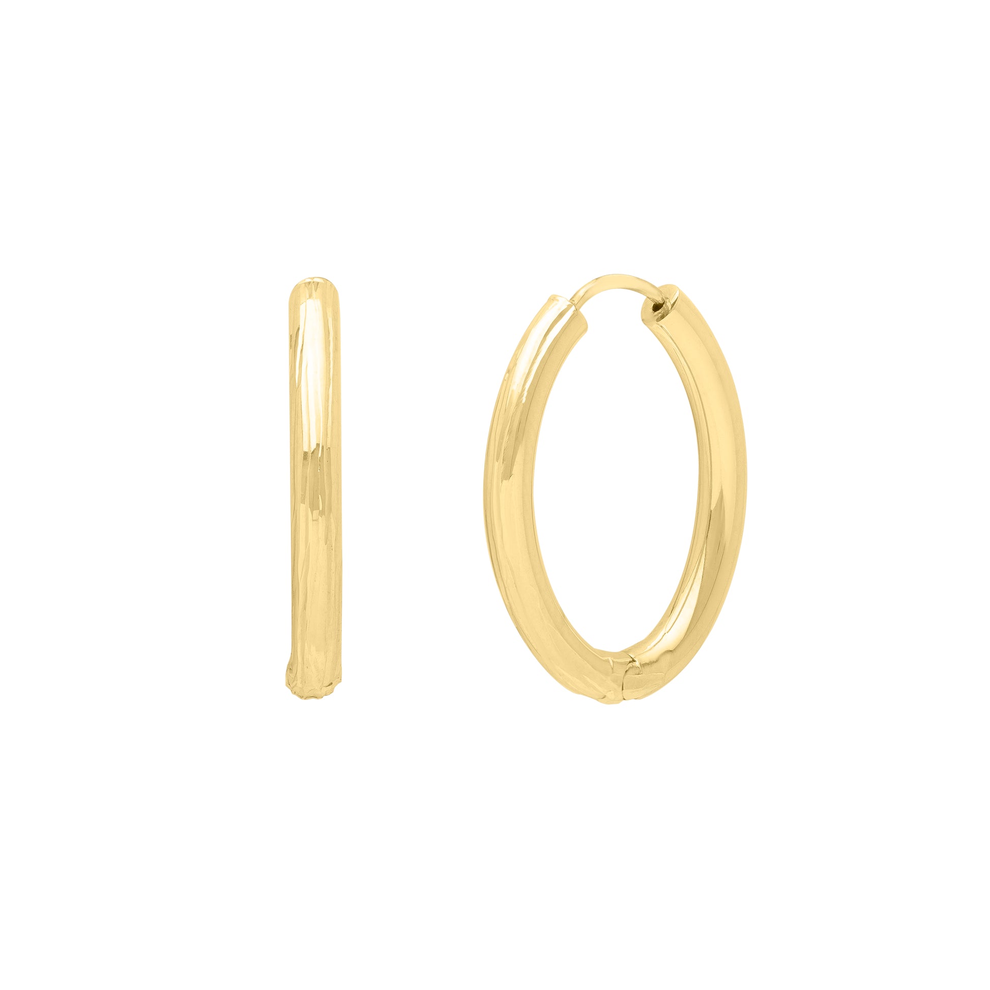 Royal Chain 14K Endless Engraved Oval Hoops  E15152