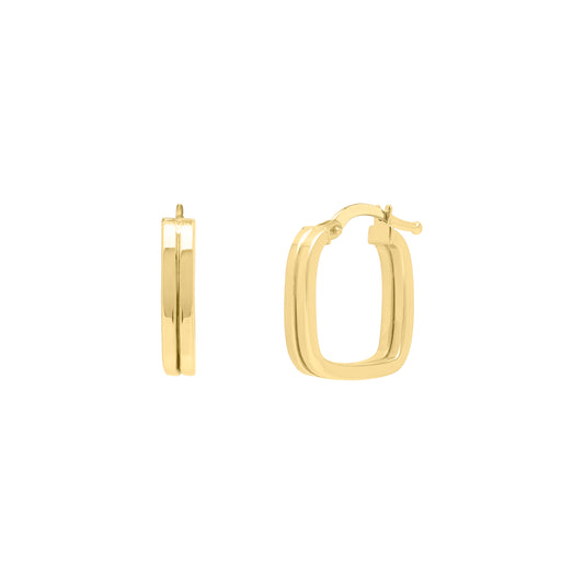 Royal Chain 14K Double Square Tube Hoops E15250