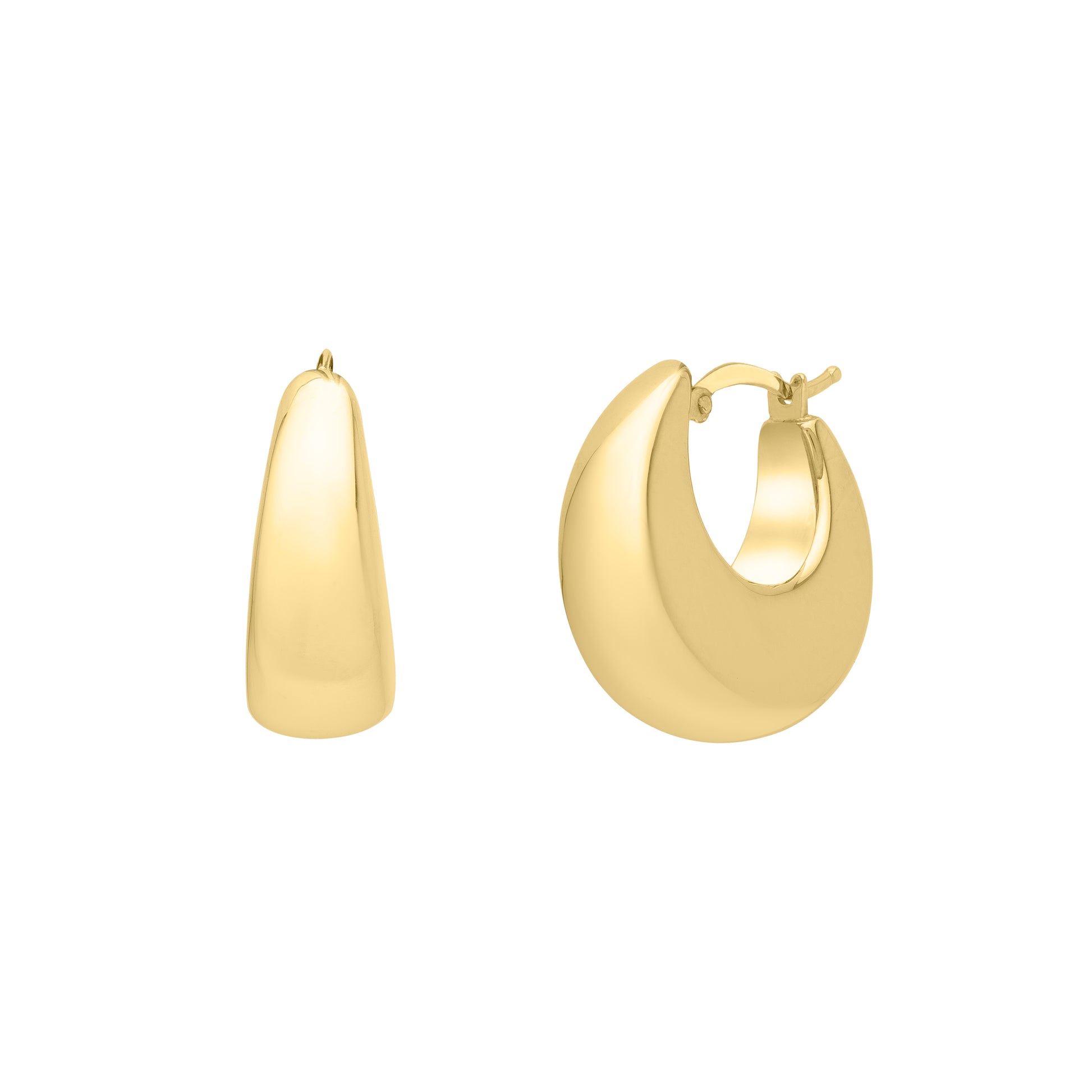 Royal Chain 14K Large Tapered Hoops  E15336