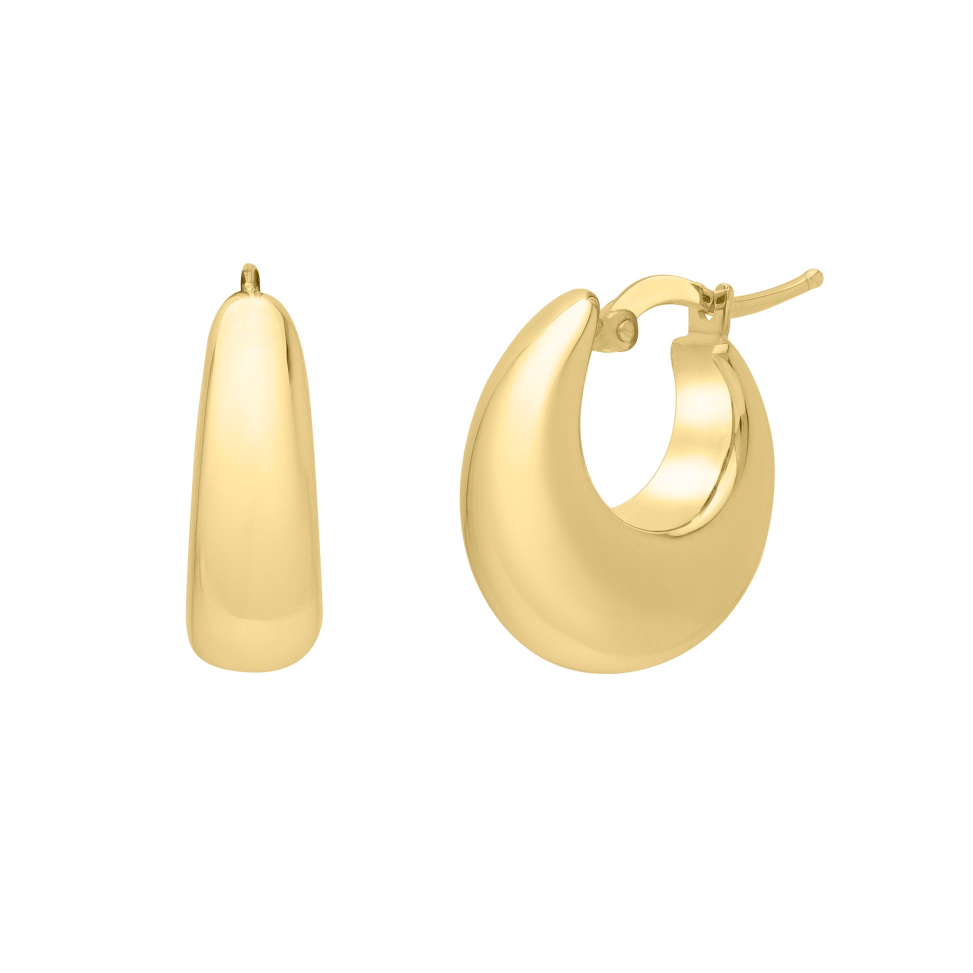 Royal Chain 14K Large Tapered Hoops  E15336