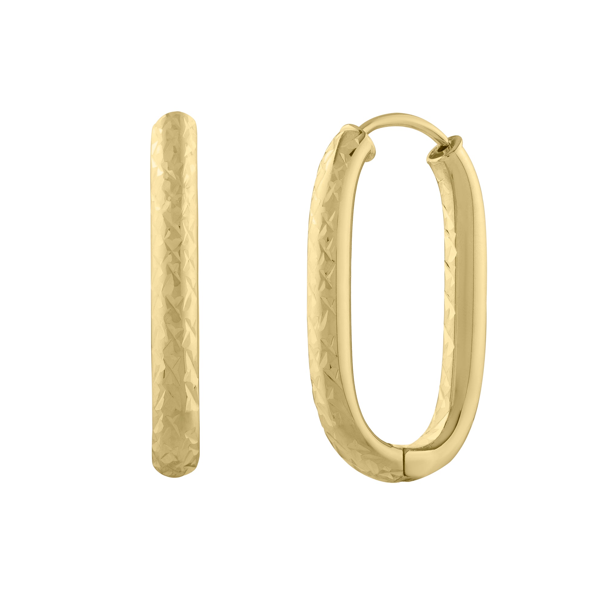 Royal Chain 14K Endless Engraved Paperclip Hoops  E15469