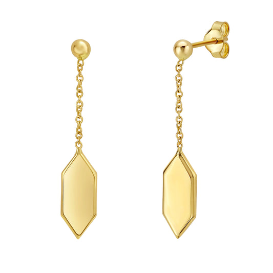 Royal Chain 14K Hexagon Drop Hoops E15575