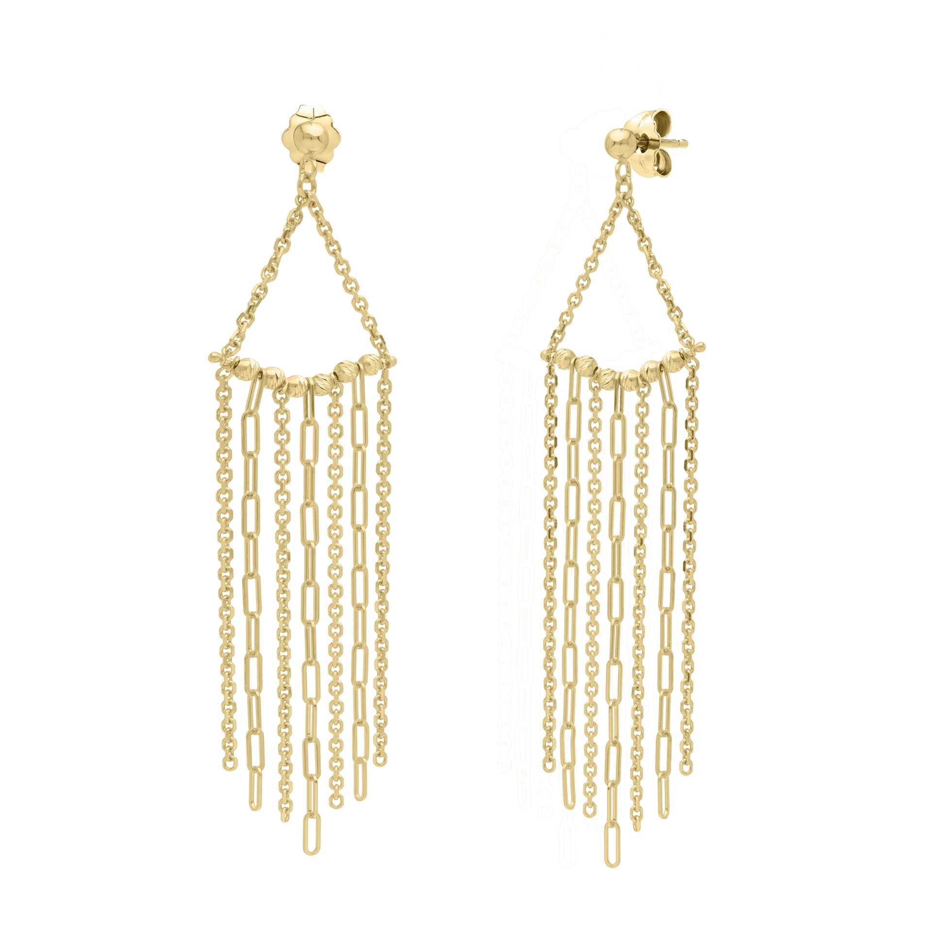 Royal Chain 14K Triangle Fringe Earrings E15588