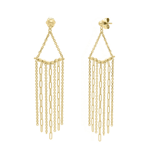 Royal Chain 14K Triangle Fringe Earrings E15588