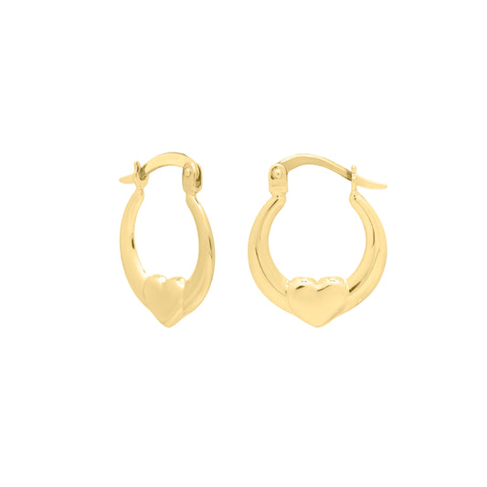 Royal Chain 14K Gold Small Heart Hoops E15936