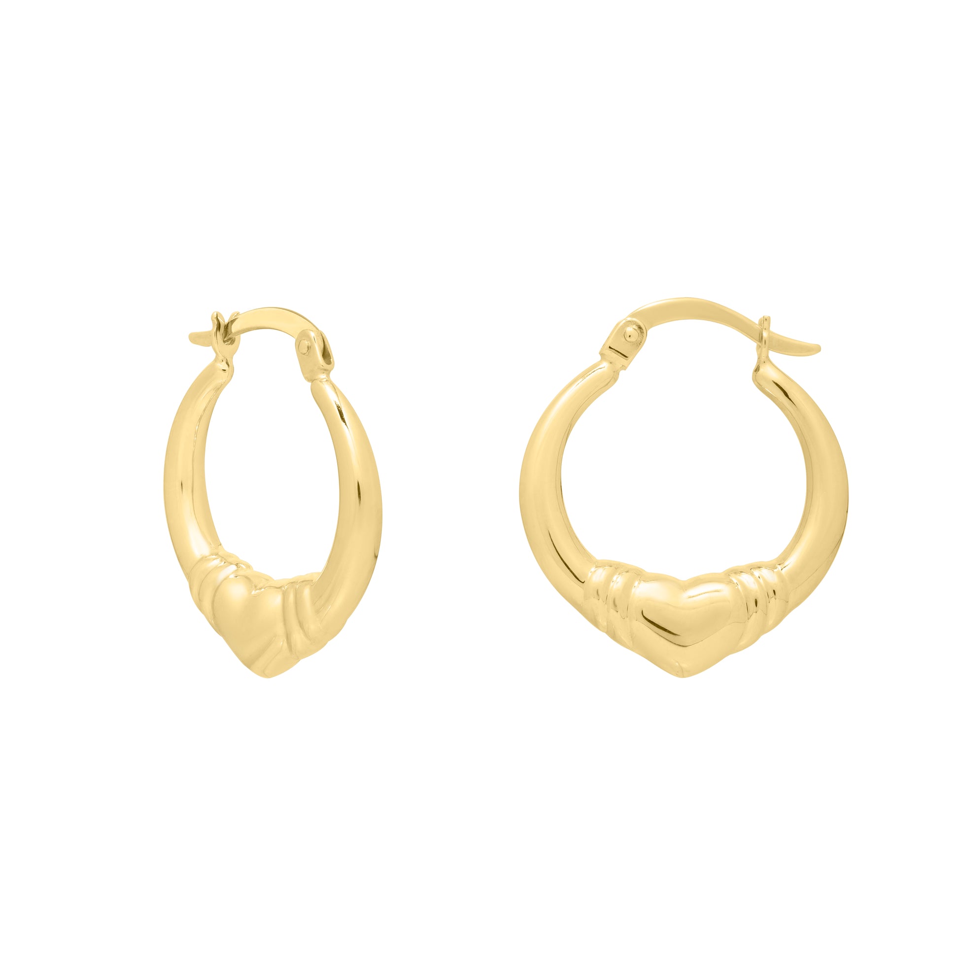 Royal Chain 14K Gold Small Heart Hoops E15936