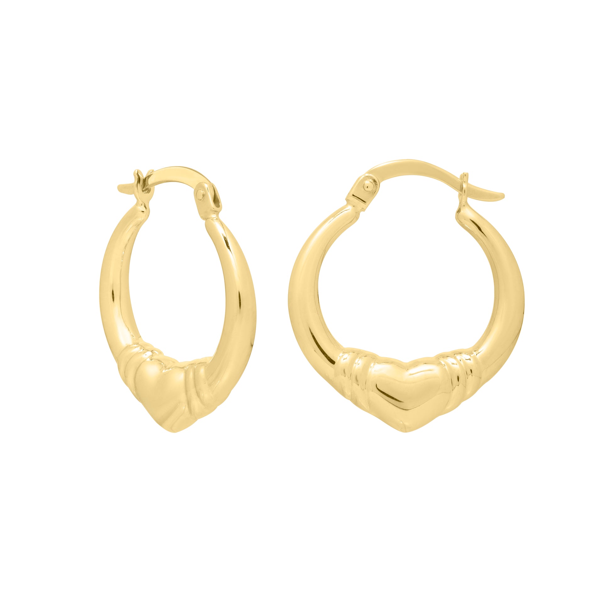 Royal Chain 14K Gold Small Heart Hoops E15936