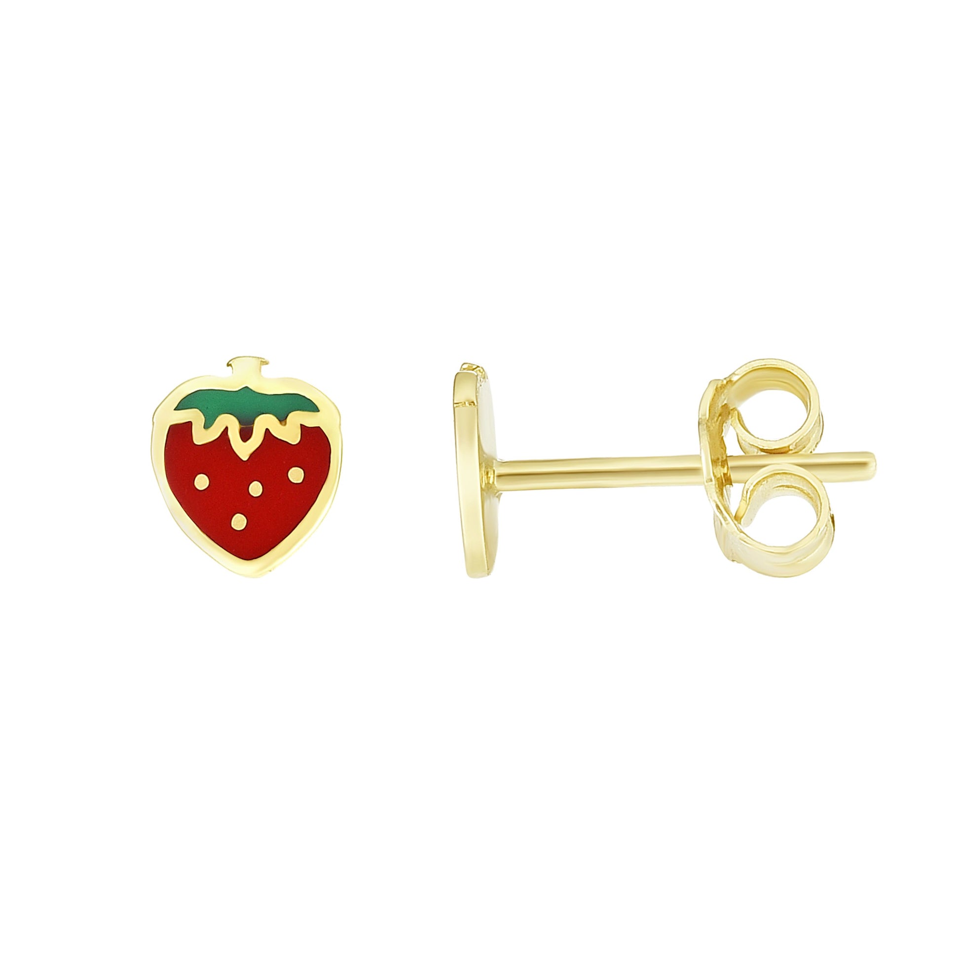 Royal Chain 14K Gold Enamel Strawberry Stud Earring ER10277