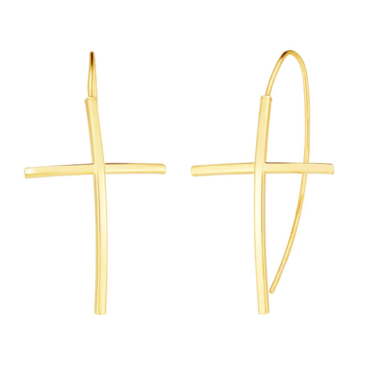 Royal Chain 14K Gold Cross Threader Earring ER10321