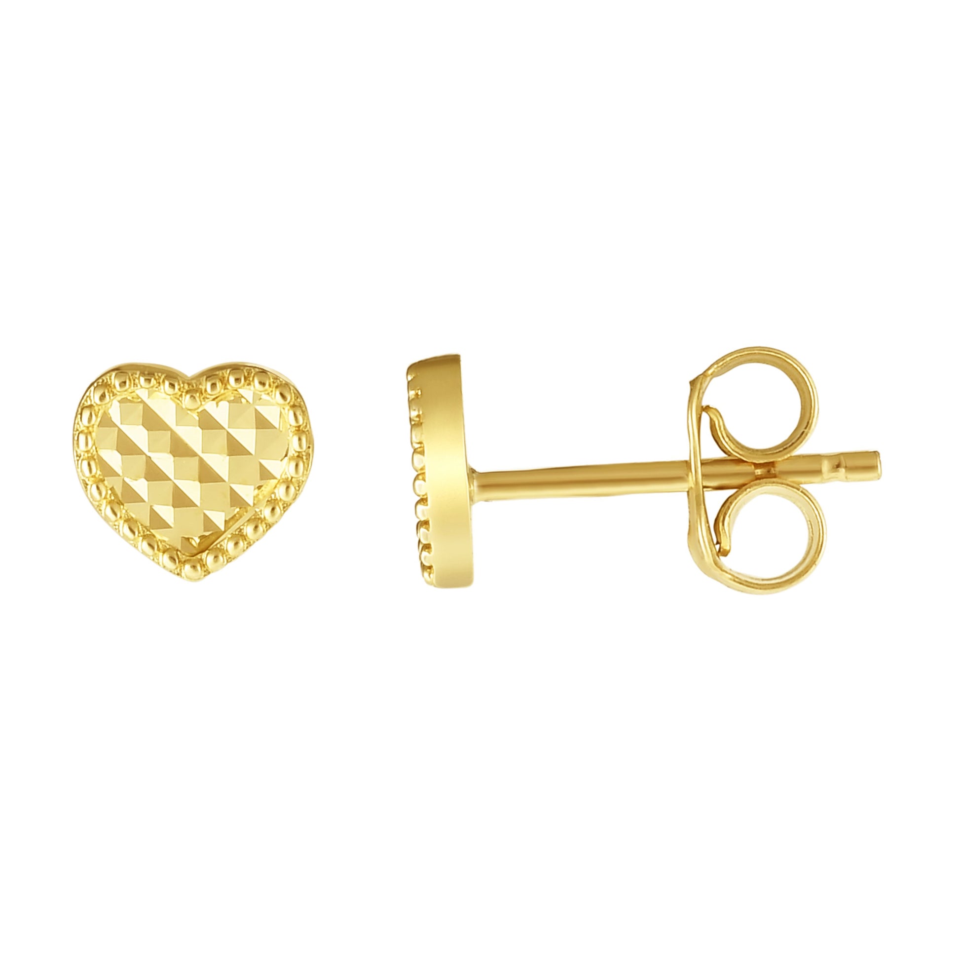 Royal Chain 14K Gold Diamnd Cut Heart Stud Earring ER10331