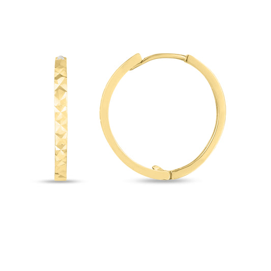 Royal Chain 14K Diamond Cut Huggie Hoops ER10367
