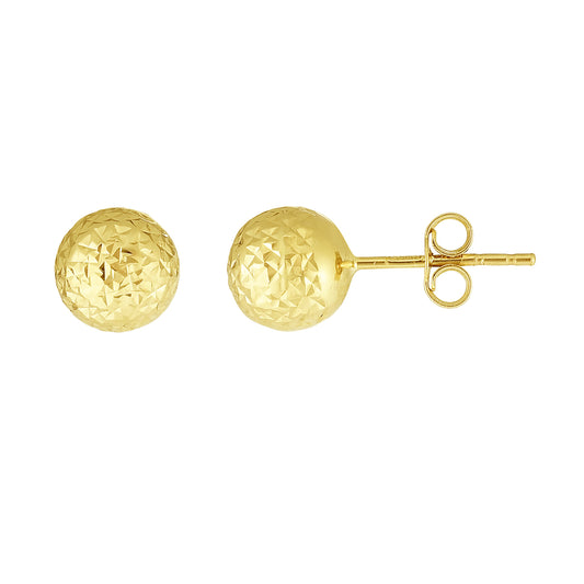 Royal Chain 14K Gold 7mm Crystal Cut Post Earring ER10398