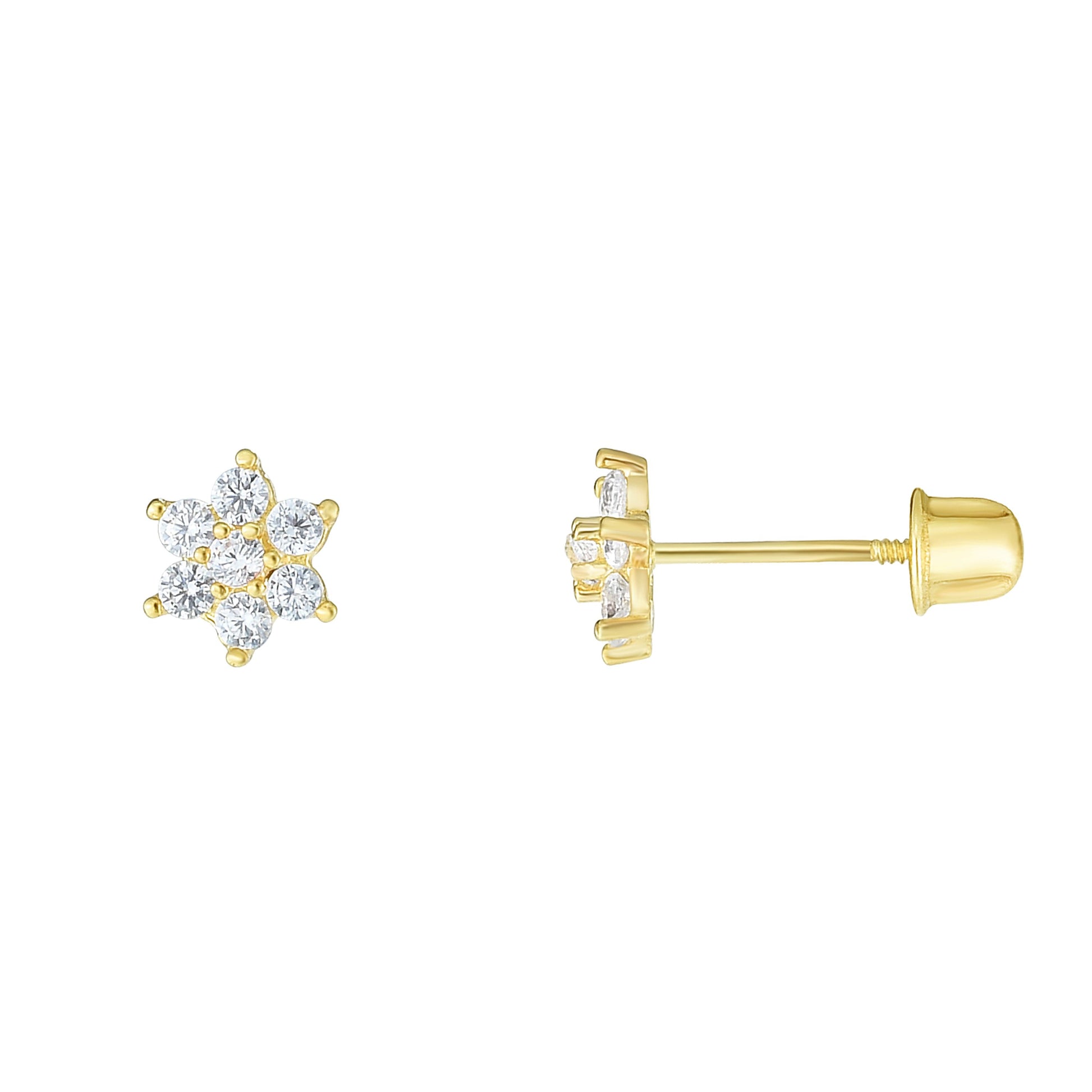 Royal Chain 14K Gold CZ Flower Stud Earring ER10692
