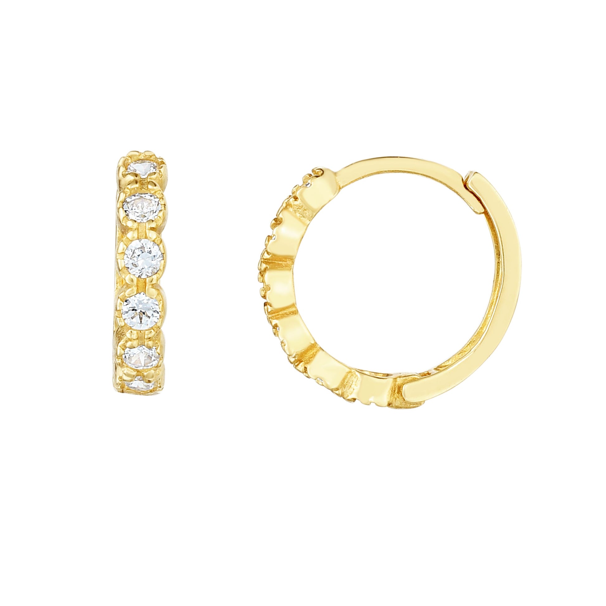 Royal Chain 14K Gold Round CZ Huggie Earring ER10710
