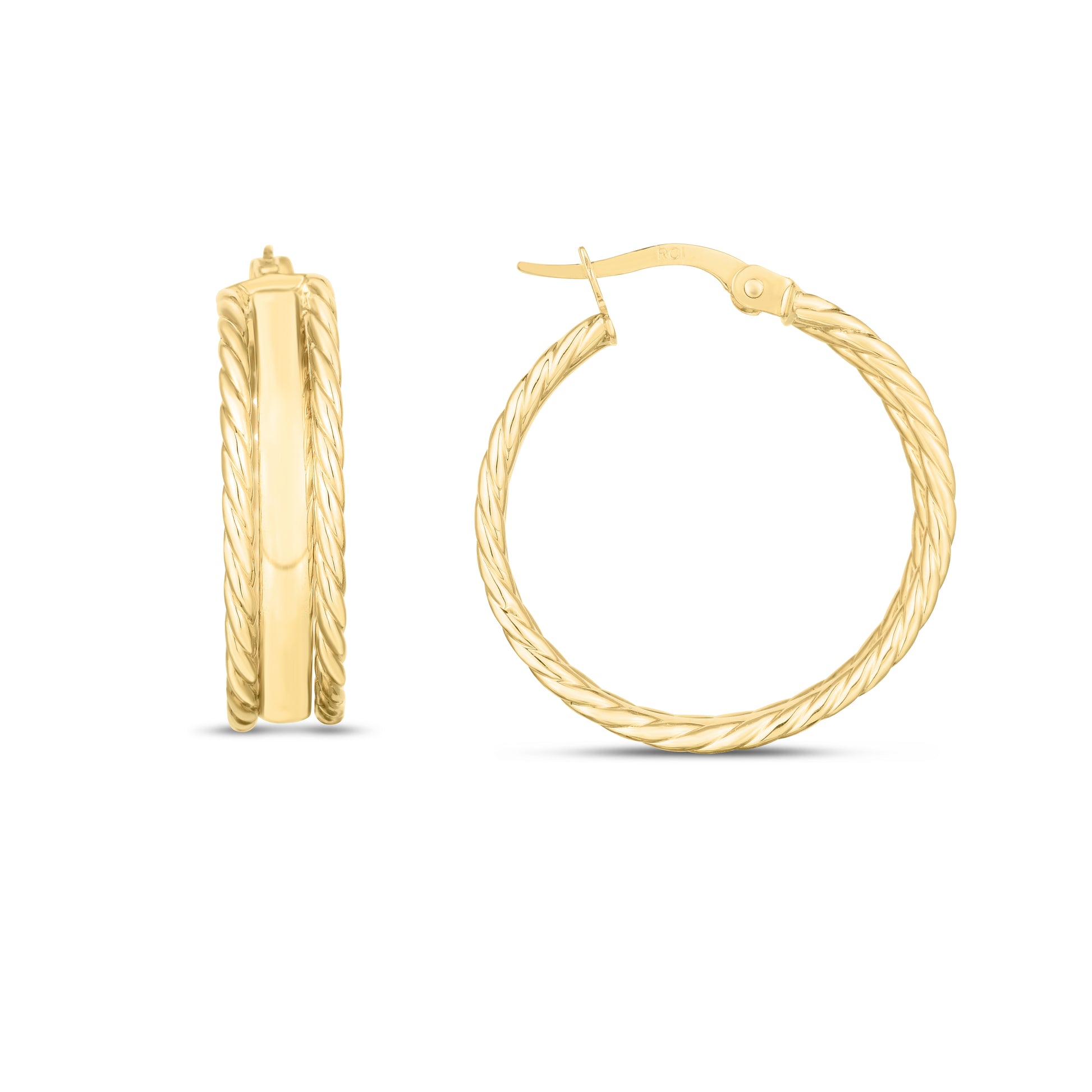 Royal Chain 14K Gold Triple Row Hoops ER11157