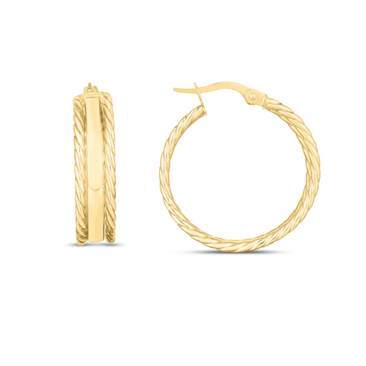 Royal Chain 14K Gold Triple Row Hoops ER11157