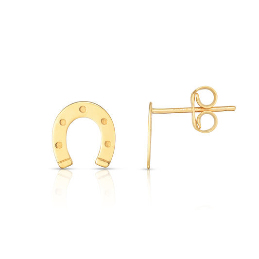 Royal Chain 14K Gold Horseshoe Stud Earrings ER11339